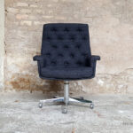 Fauteuil de bureau vintage en tissu, sur roulette, pivotant
