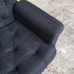 Fauteuil de bureau vintage en tissu, sur roulette, pivotant