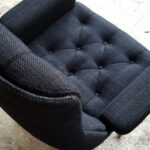 Fauteuil de bureau vintage en tissu, sur roulette, pivotant