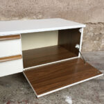Meuble bas tv vintage scandinave teck, blanc