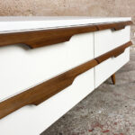 Meuble bas tv vintage scandinave teck, blanc