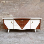 Petit meuble tv hifi, vintage scandinave motif graphique