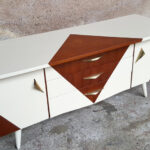 Petit meuble tv hifi, vintage scandinave motif graphique