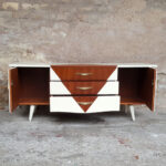 Petit meuble tv hifi, vintage scandinave motif graphique