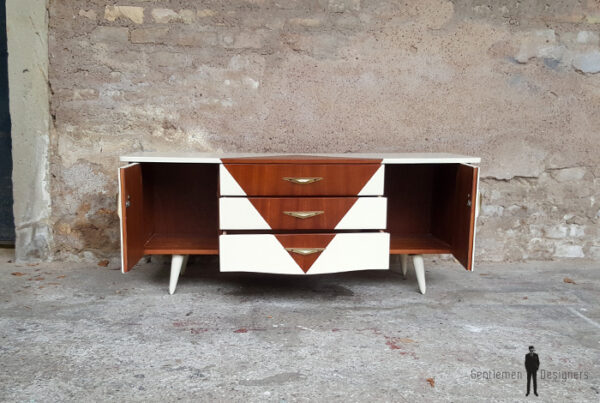 Petit meuble tv hifi, vintage scandinave motif graphique