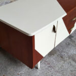 Petit meuble tv hifi, vintage scandinave motif graphique