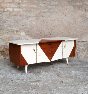 Petit meuble tv hifi, vintage scandinave motif graphique