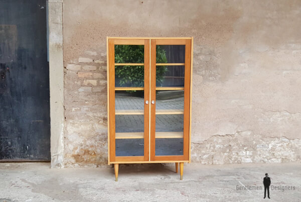 Armoire vitrine vintage en chêne, étagères