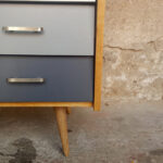 Commode vintage en bois gentlemen designers blanc gris chene scandinave