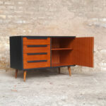 Commode petit meuble scandinave en teck gris anthracite