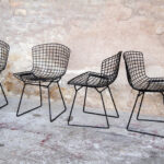 8 chaises vintage noir fil d'acier, H.Bertoia, Knoll 1952 gentlemen designers rare lot