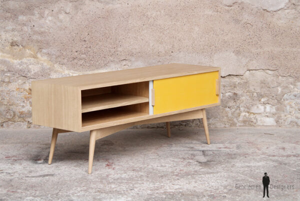 Meuble tv hifi bas bois épuré scandinave couleur petit compas gentlemen designers vintage enfilade