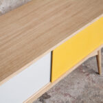 Meuble tv hifi bas bois épuré scandinave couleur petit compas gentlemen designers vintage enfilade