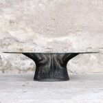 Table basse vintage en verre, Warren Platner, Knoll, 1960 gentlemen designers metal fil acier fin transparente