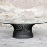 Table basse vintage en verre, Warren Platner, Knoll, 1960 gentlemen designers metal fil acier fin transparente