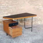 Rare bureau vintage teck, tubulaire, années 60,Georges Frydman gentlemen designers acier tiroirs