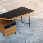 Rare bureau vintage teck, tubulaire, années 60,Georges Frydman gentlemen designers acier tiroirs