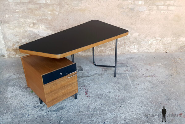 Rare bureau vintage teck, tubulaire, années 60,Georges Frydman gentlemen designers acier tiroirs