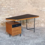 Rare bureau vintage teck, tubulaire, années 60,Georges Frydman gentlemen designers acier tiroirs