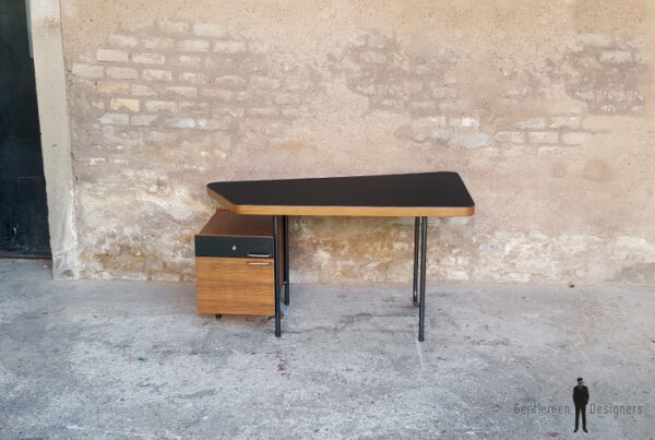 Rare bureau vintage teck, tubulaire, années 60,Georges Frydman gentlemen designers acier tiroirs