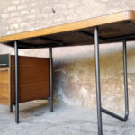 Rare bureau vintage teck, tubulaire, années 60,Georges Frydman gentlemen designers acier tiroirs
