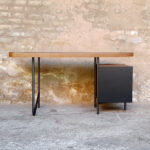 Rare bureau vintage teck, tubulaire, années 60,Georges Frydman gentlemen designers acier tiroirs