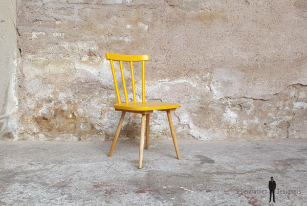 Lot de 2 chaises vintage à barreaux, bois, jaune, bleu Gentlemen Designers