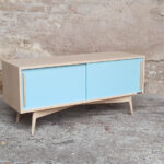 ENFILADE SCANDINAVE TV BAS, chene clair, bleu - France - scandinave