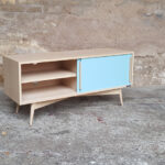 ENFILADE SCANDINAVE TV BAS, chene clair, bleu - France - scandinave