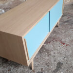 ENFILADE SCANDINAVE TV BAS, chene clair, bleu - France - scandinave