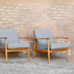 GENTLEMEN DESIGNERS // Paire de fauteuils scandinave vintage, tissu Kvadrat, rénovés