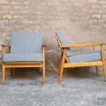 GENTLEMEN DESIGNERS // Paire de fauteuils scandinave vintage, tissu Kvadrat, rénovés