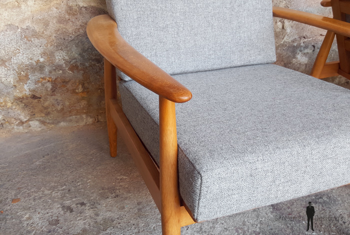 GENTLEMEN DESIGNERS // Paire de fauteuils scandinave vintage, tissu Kvadrat, rénovés