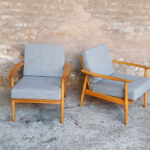 GENTLEMEN DESIGNERS // Paire de fauteuils scandinave vintage, tissu Kvadrat, rénovés