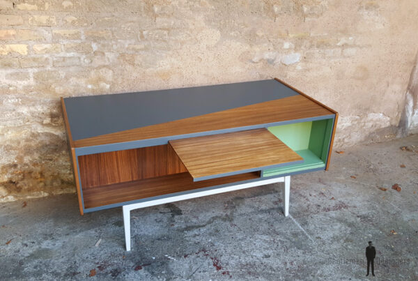 Bureau vintage en teck, recto/verso, dégradé de gris gentlemen designers