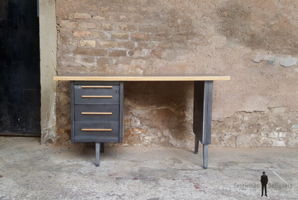 Bureau vintage style industriel, gris anthracite, tiroirs Gentlemen Designers