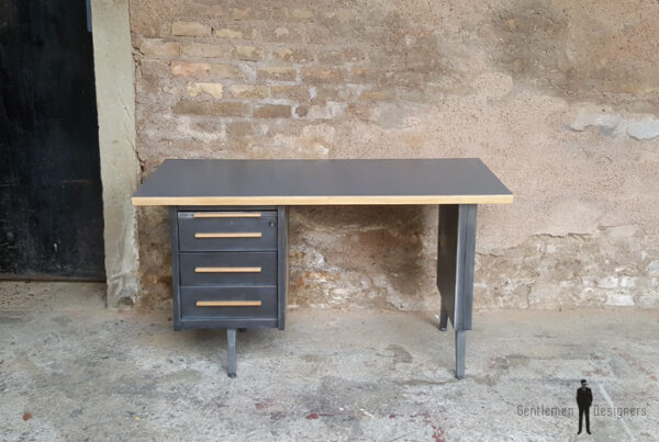 Bureau vintage style industriel, gris anthracite, tiroirs Gentlemen Designers