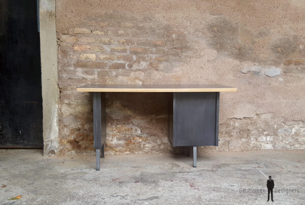 Bureau vintage style industriel, gris anthracite, tiroirs Gentlemen Designers