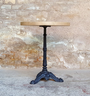 Table Ronde Bistrot En Chene Massif Pied Fonte Noir