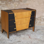 GENTLEMEN DESIGNERS Commode vintage bois 3 tiroirs, graphique noir, design 50