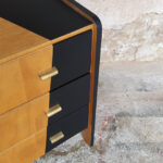 GENTLEMEN DESIGNERS Commode vintage bois 3 tiroirs, graphique noir, design 50