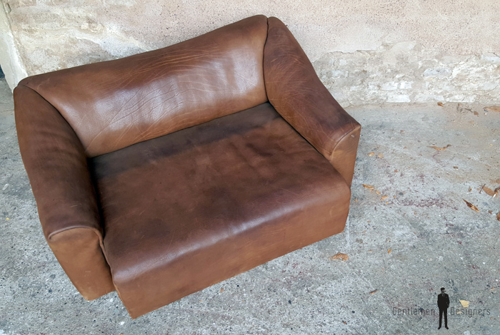 Rare Canapé DeSede DS 47 en cuir de buffle, siège extractible