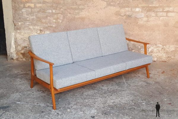 Canapé scandinave vintage, tissu Kvadrat, rénové Gentlemen Designers