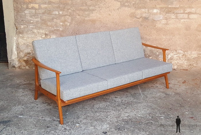 Canapé scandinave vintage, tissu Kvadrat, rénové Gentlemen Designers