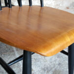 6 chaises vintage Tapiovaara, teck barreaux noir, fanette