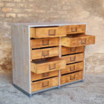 Meuble de métier en bois, 12 tiroirs, style industriel