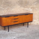 Enfilade vintage scandinave, teck, poignées noires