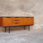 Enfilade vintage scandinave, teck, poignées noires