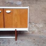 Enfilade, buffet, bar, vintage scandinave, blanc et teck gentlemen designers