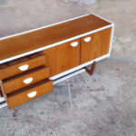 Enfilade, buffet, bar, vintage scandinave, blanc et teck gentlemen designers